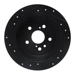 Lexus RX330 Brake Rotor (1) - Rear Right - R1 Concepts - Drilled & Slotted - Black - `04-`09